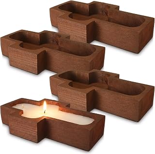 FoldTier 4 Pcs Wooden Dough Bowl Bulk, Brown, 10" X 6" X 2", Cross