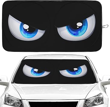 Blue Eyes Car Windshield Sun Shade Foldable Sunshade Front Window Cover Sun Visor Protector Accessories for Truck SUV 64x32 inches