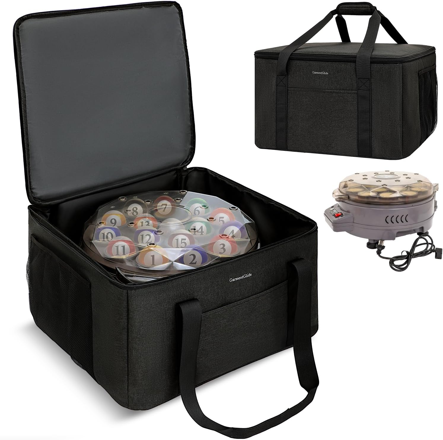 Pool Ball Cleaner Storage Bag, Compatible with Most Pool Ball Cleaner Machines, Durable Billiard Cleaner Carry Bag with Padded Lining, Organizer for Billiards Accessories, Ideal Billiards Gift for Men