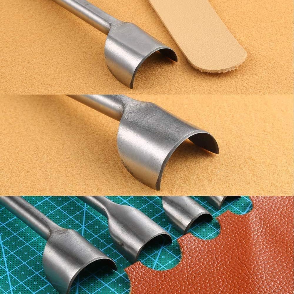 9PCS Leather Craft Tools Half-Round Cutter Punch Strap Belt Wallet End DIY 5-45 mm
