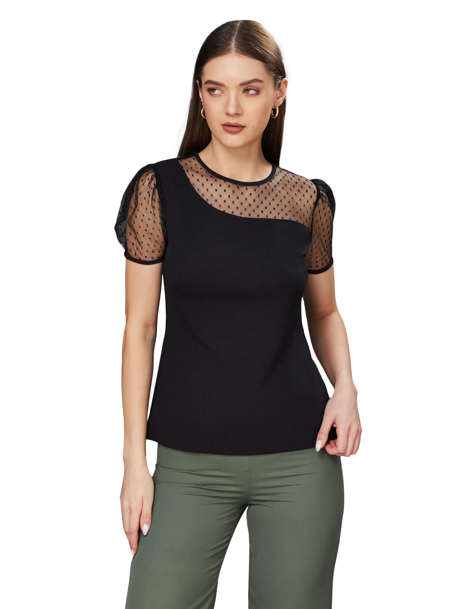 Women's Solid Round Neck Short Sleeve Relaxed Fit Regular Top-image-43