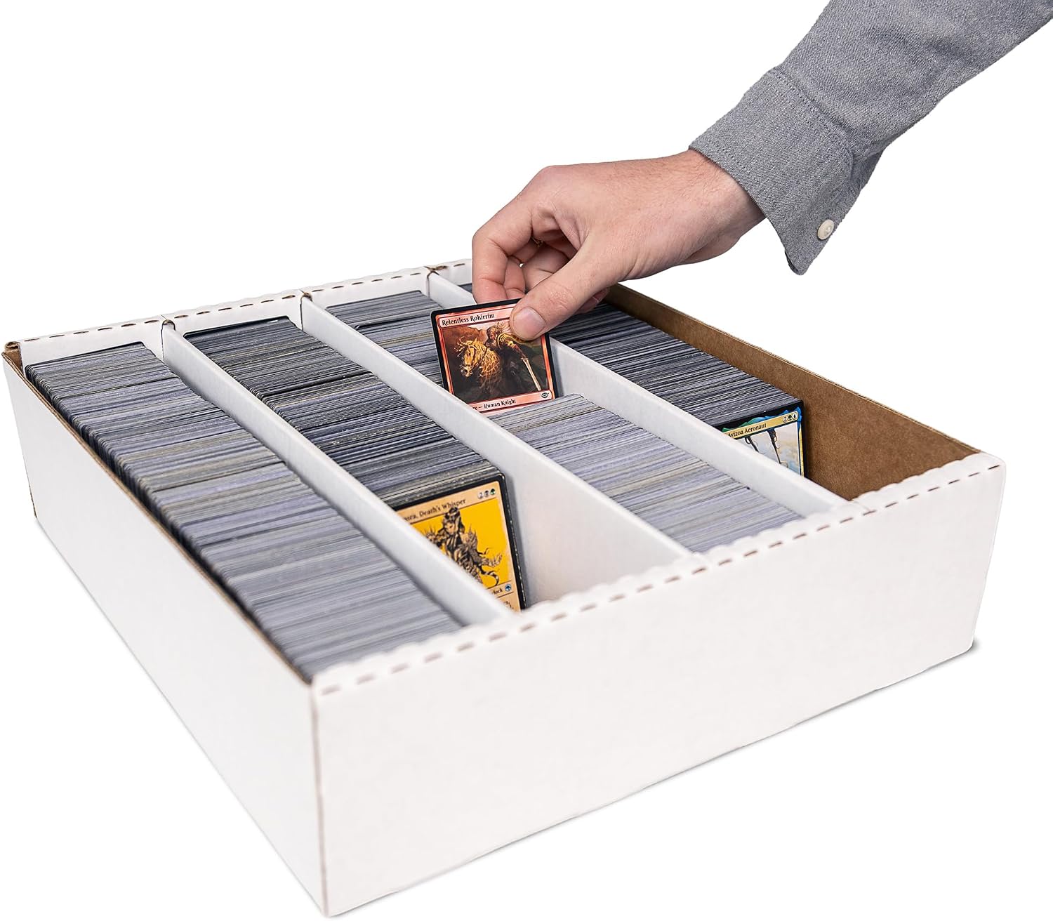 Easy Playhouse: Trading Card Storage Box - 3200ct Capacity, White Cardboard Divided Organizer, Sports-Gaming-Deck Building, Hobbyists & Collectors image 3