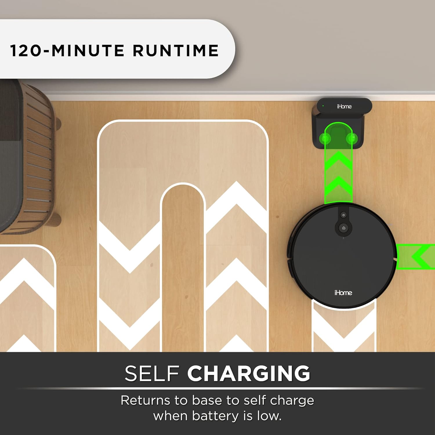 iHome AutoVac Eclipse Robot Vacuum - Alexa Compatible, Mapping Technology, 2200 PA Ultra Strong Suction, 120 Min Runtime, App Connectivity & Remote Control