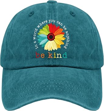 Be Kind Hat in A World Where You Can Be Anything Be Kind Baseball Cap for Men Funny Denim Cap Adjustable