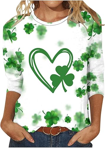 Camisa del Día de San Patricio de talla grande 2024 Moda 34 Manga Shamrock Saint Patricks Camisas Camisetas