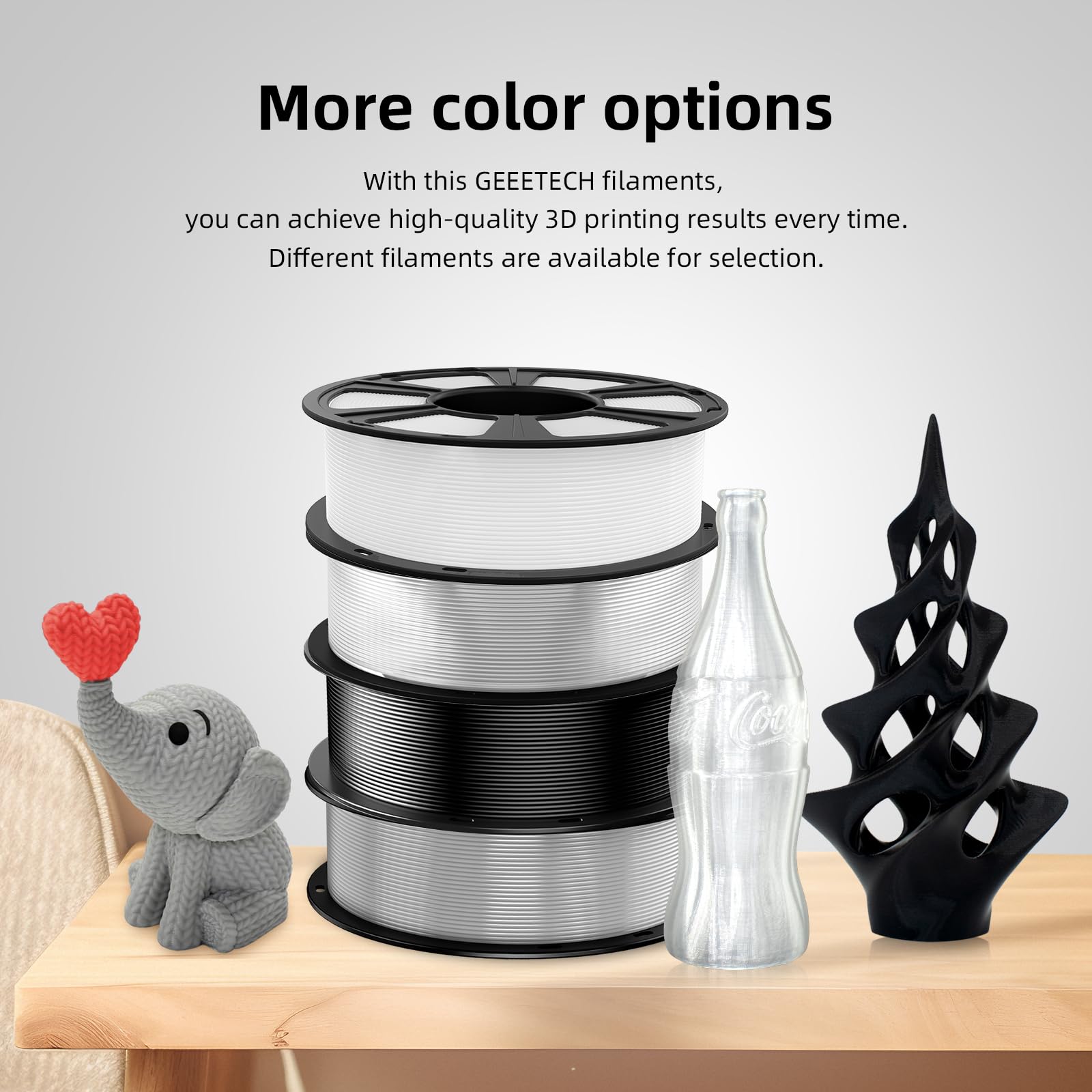 GEEETECH PETG Filament czarny/szary, szpula 2 x 1 kg do drukarki 3D