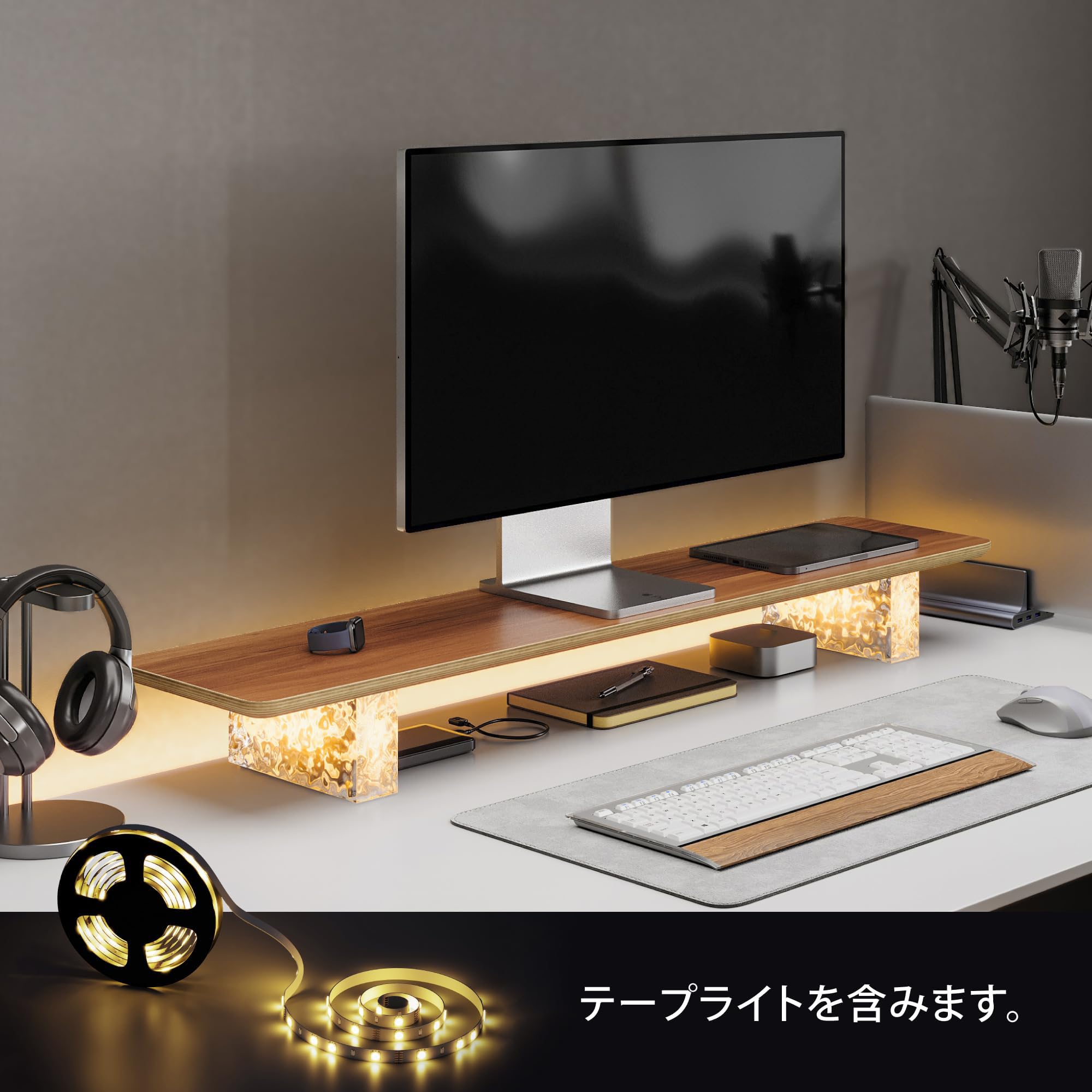 Amazon.co.jp: Fenge モニター台 卓上 デスクシェルフ 多層無垢材製