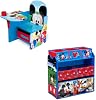 Delta Children Chair Desk with Storage Bin Design and Store 6 Bin Toy Storage Organizer, Disney Mickey Mouse Bundle