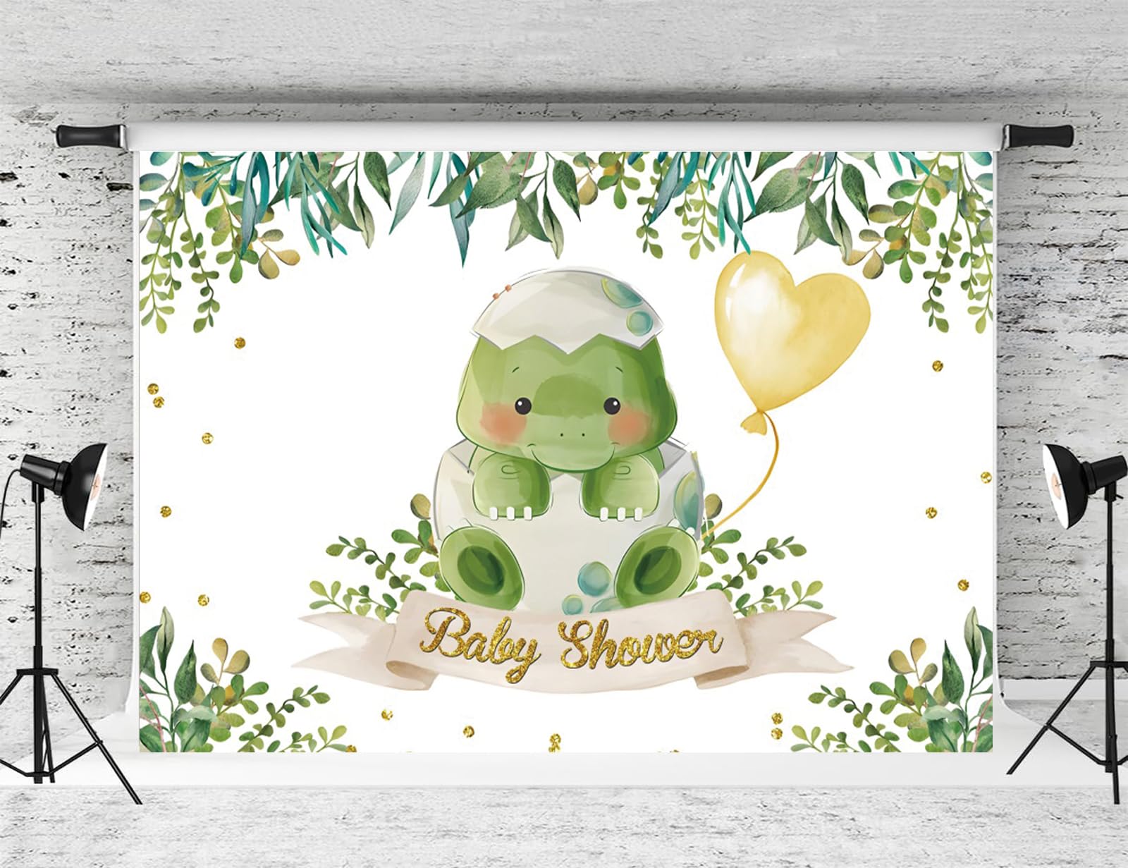 Generic 8x6ft Baby Dinosaur Backdrop Green Eucalyptus Leaves Dinosaur Baby Shower Backdrop Decorations for Boy Animal Theme Birthday Party Decorations