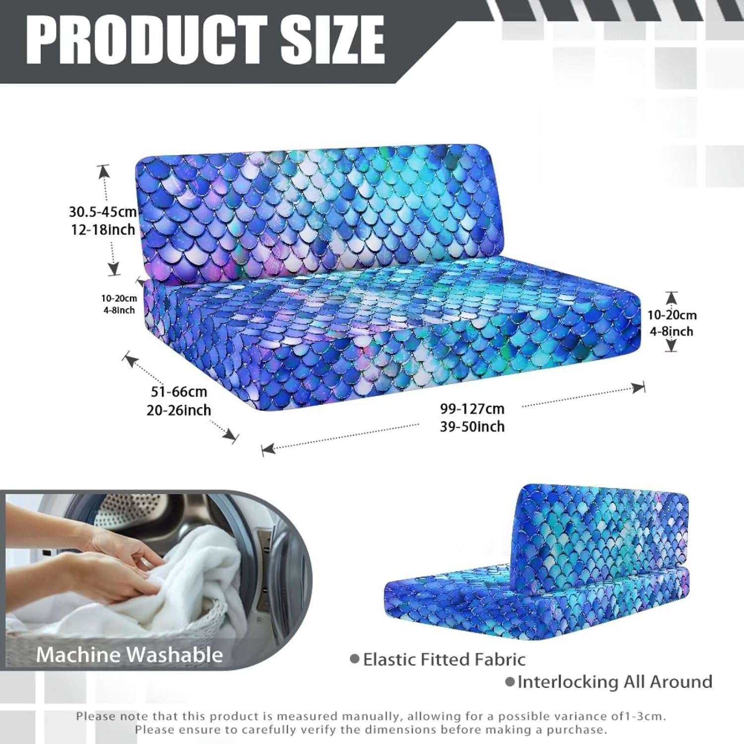 Mermaid Scale Sofa Covers Bench Slipcover for Rv Camper, High Stretch Loveseat Slipcover Sofa Furniture Protector - Non Slip Rv Accessories for Inside
