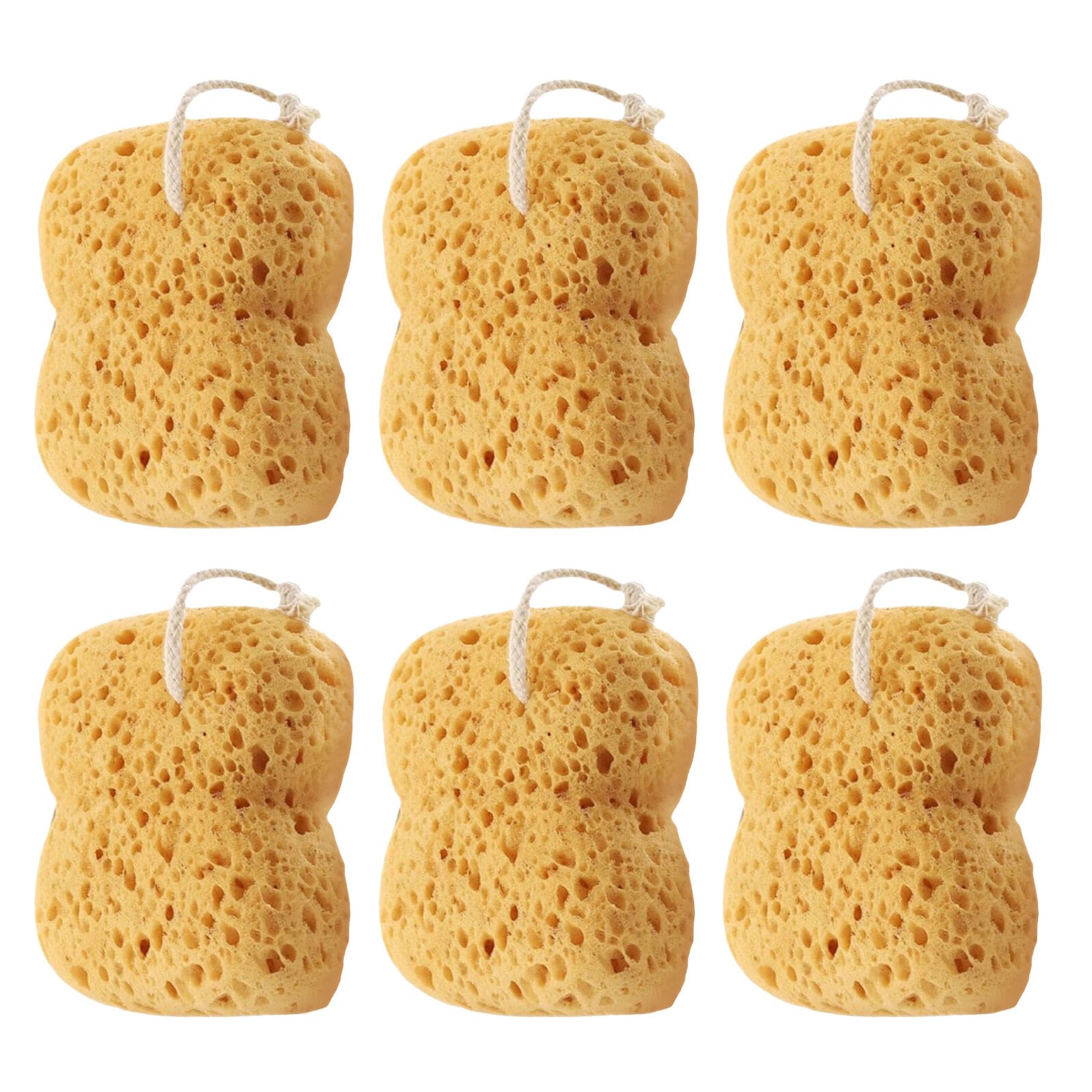 SECFOU 6 Piezas Esponjas de Baño Exfoliantes Naturales Diseño Panal, Esponja Delicada para Ducha y Masaje Corporal, Lavable y Reutilizable, Adecuado para Limpieza Profunda y Cuidado de