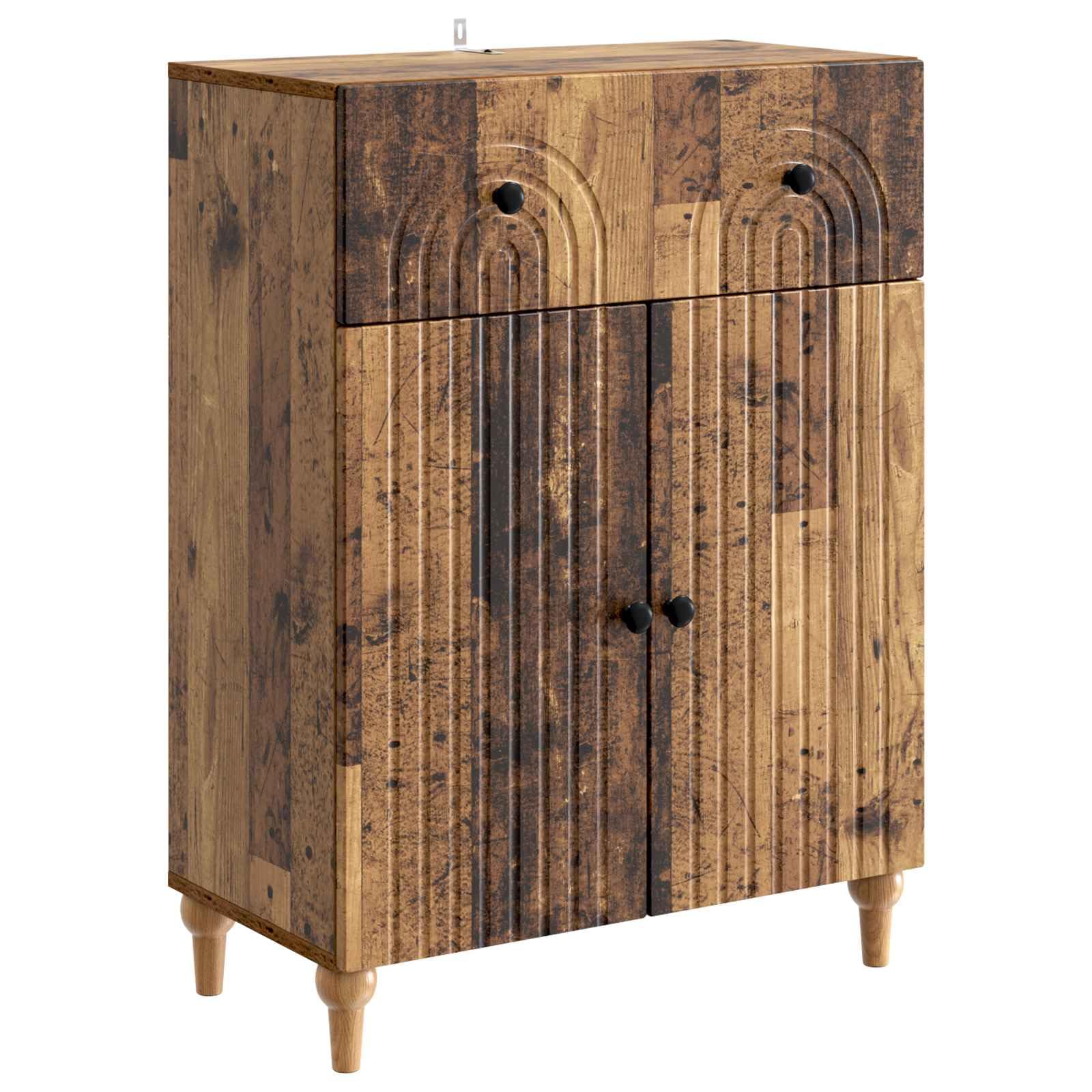 Aparador de madera envejecida de 66 cm con cajón y 2 puertas para salón