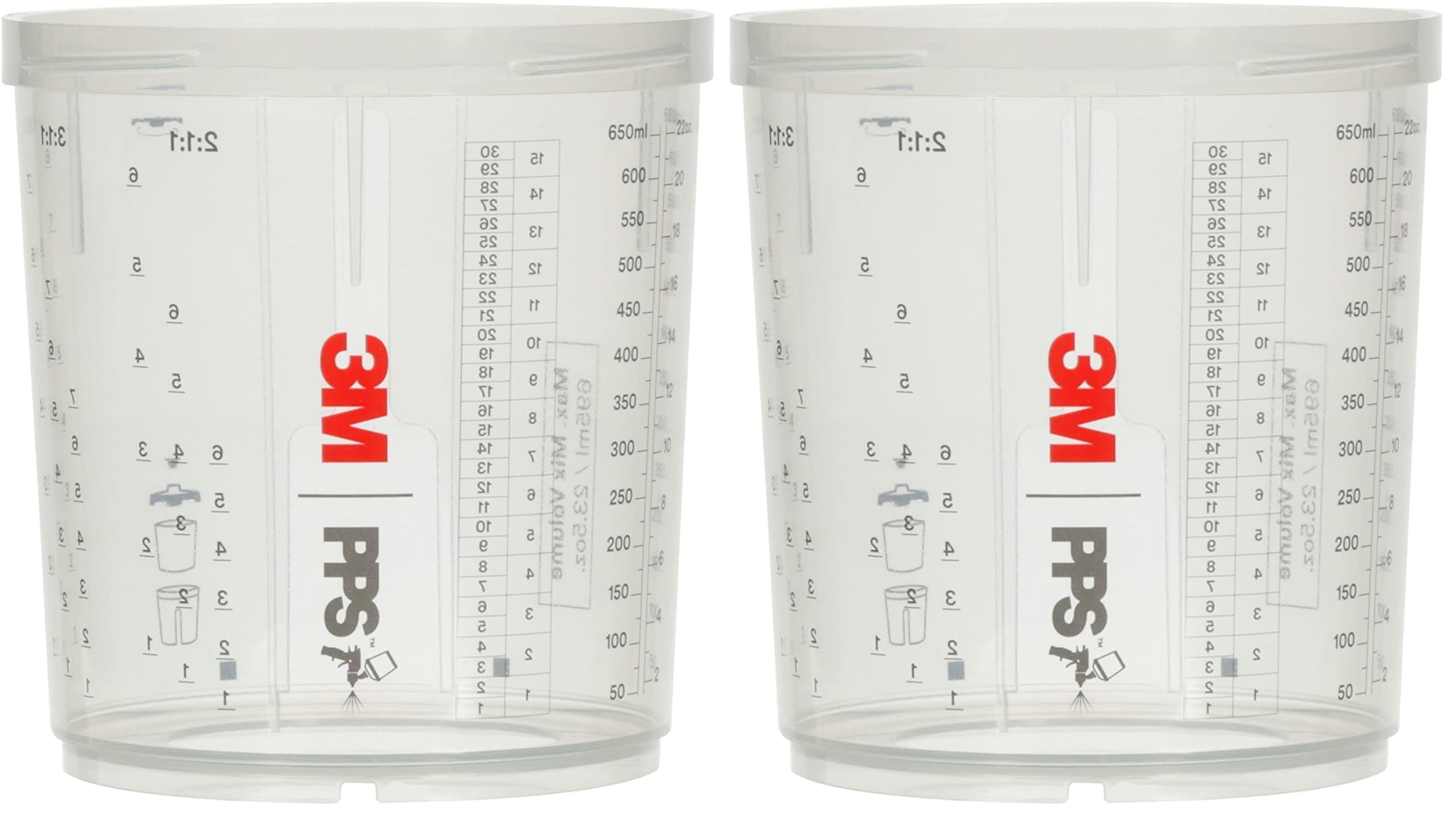 3M PPS 2.0 Spray Gun Cups, 26001, Standard, 22 Ounces, Use with Paint Gun and PPS 2.0 Lids and Liners to Paint Cars, Furniture, House and More, 4 Pack