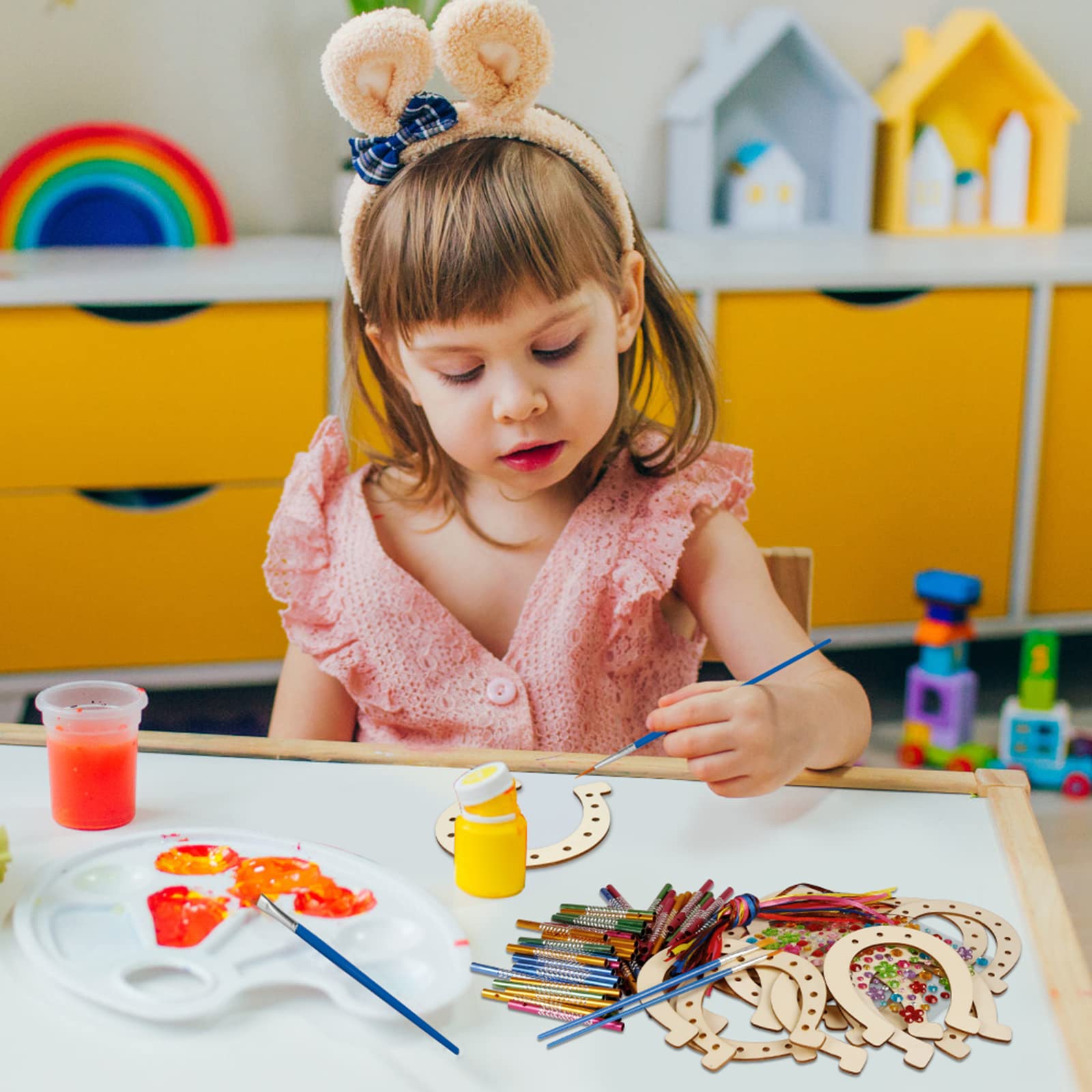Kit DIY Fer à Cheval Avec Carillon à Vent – 16 Pièces à Peindre Et Assembler – Activité Manuelle Pour Enfants