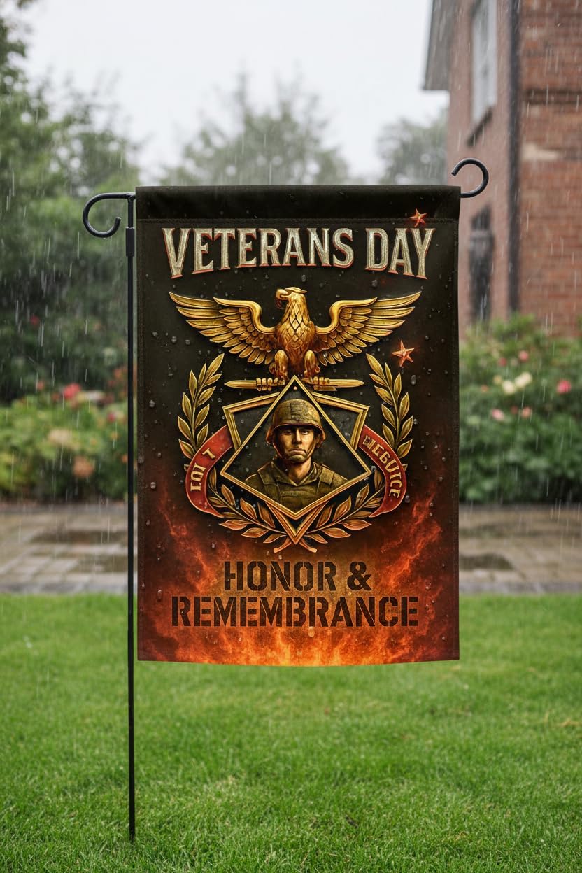 Army Veteran Eagle Soldier Emblem Garden Flag 12x18 In Doublesided Honor Remembrance Weather-Resistant Polyester Banner for Veterans Day Memorial Armed Forces Patriot Service - Image 6