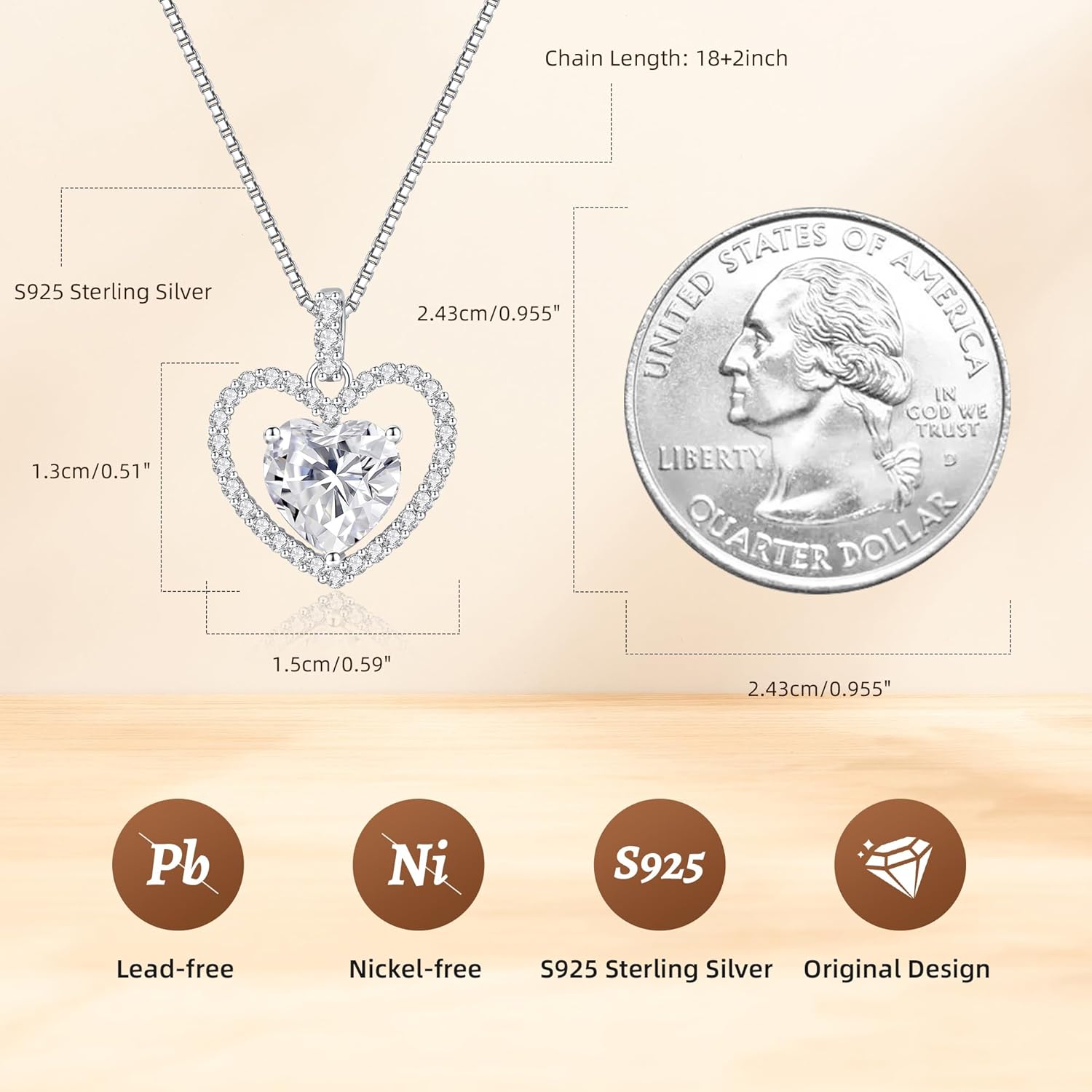 2CT Moissanite Heart Necklace for Women Wife in Gift Box,S925 Sterling Silver Jewel... - Image 7