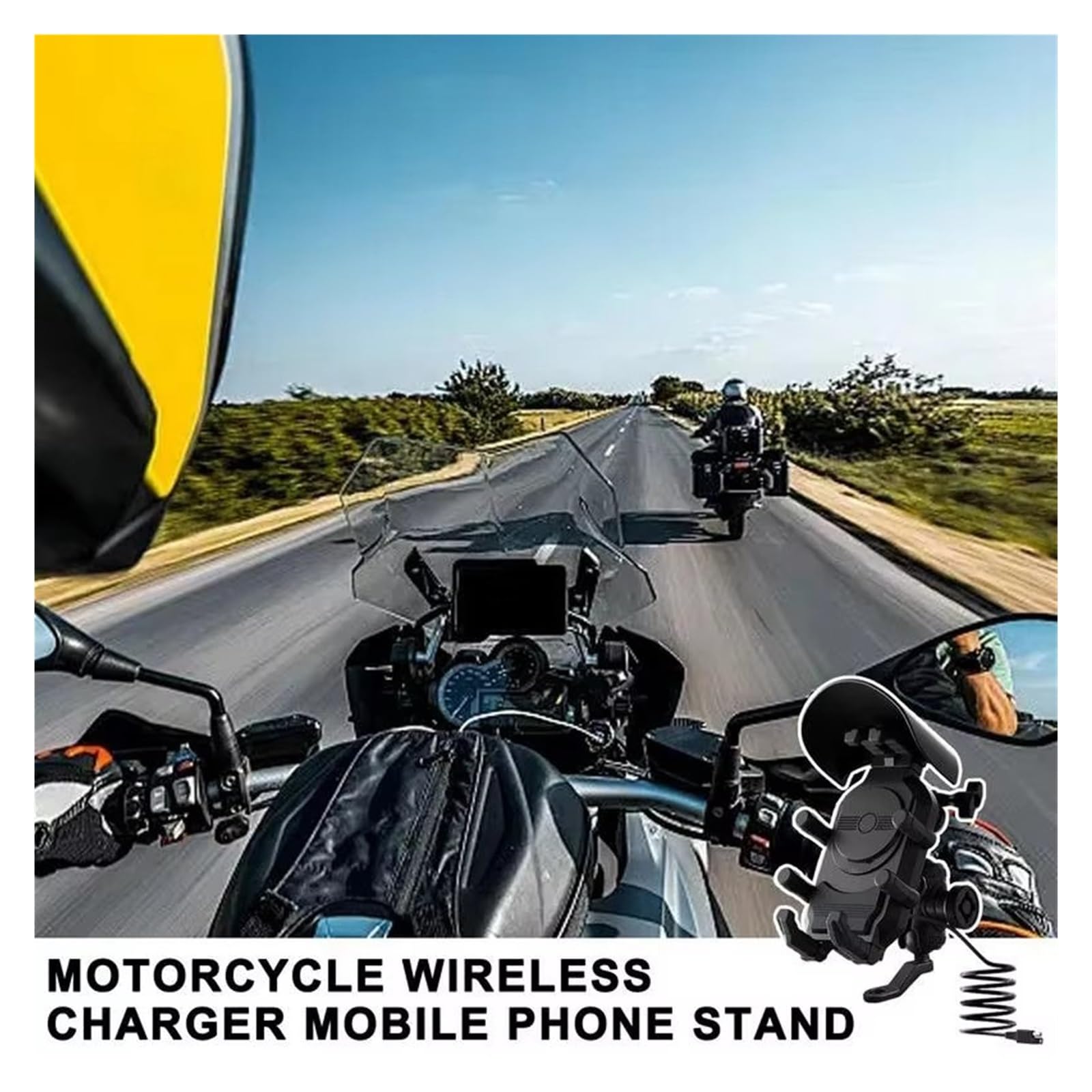 Soporte teléfono Bicicleta Soporte Teléfono para Motocicleta, Soporte Antivibración para Teléfono Móvil con Carga Inalámbrica, Soporte Giratorio 360 para Moto,