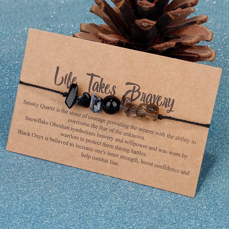 COLORFUL BLING Handmade Healing Chakra Beaded Bracelet with Spiritual Meaningful Card Crystal Natural Stone Strand Bracelet for Women Reiki Yoga Meditation Jewelry Protection Gifts - Image 2