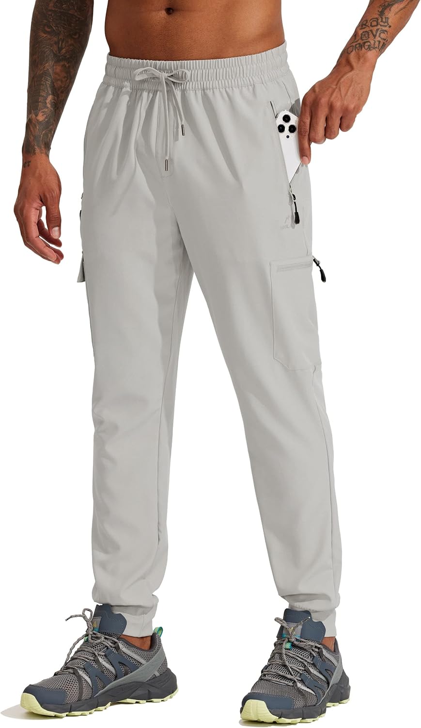 Willit Men’s Hiking Joggers Travel Athletic Pants Lightweight Quick Dry Outdoor Running Pants with Zipper Pockets