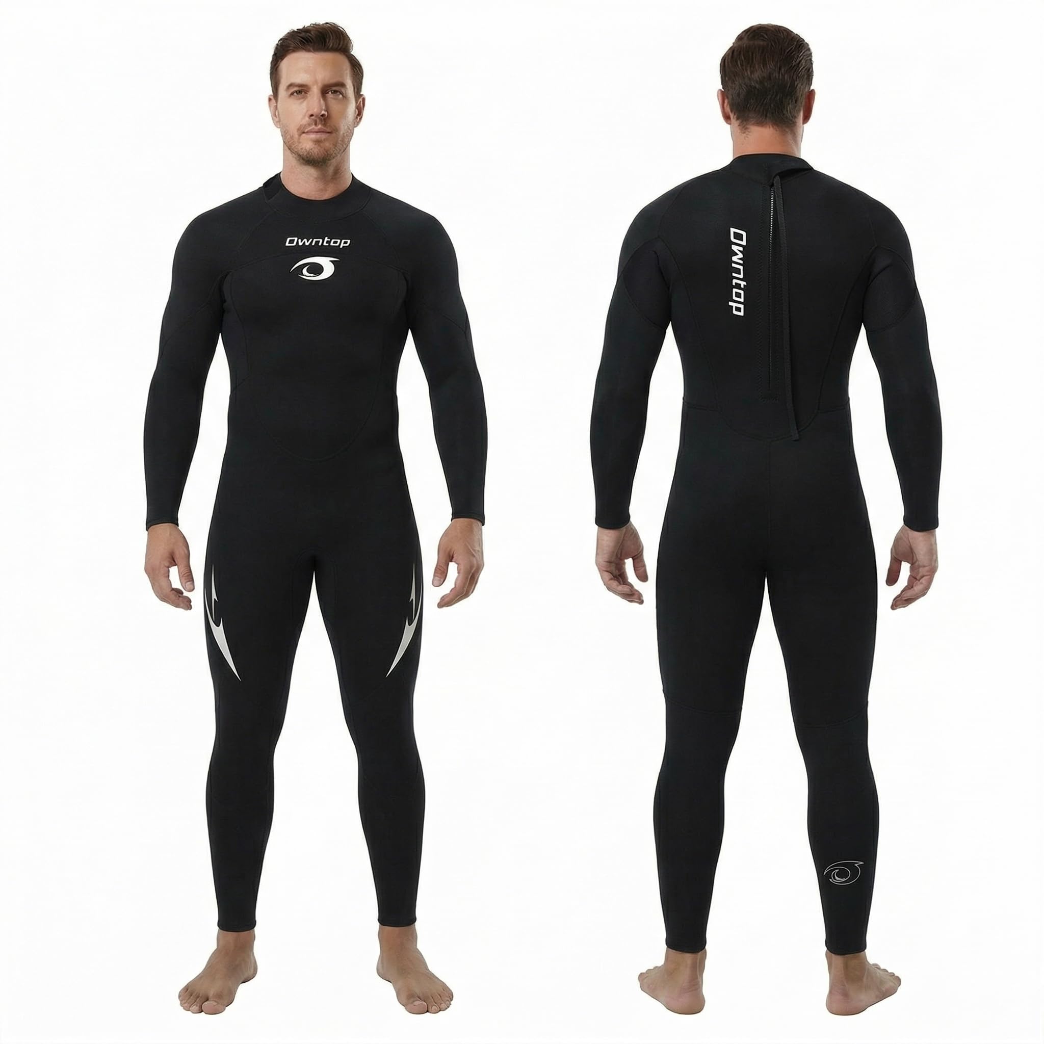 Owntop Herren Damen Ganzkörper 3/2mm Neoprenanzug, Ultra-Stretch Langarm Winter Neoprenanzug, Rückenreißverschluss Erwachsene Neopren Surf- und Tauchanzug