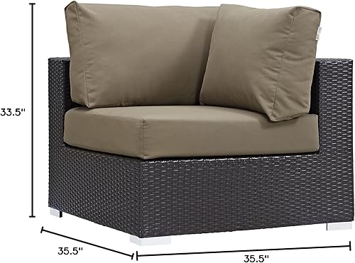 Vista 202 de Modway EEI-1911-EXP-ORA Convene - Muebles otomanos cuadrados de tela para patio, muebles de exterior, color naranja espresso Espresso Naranja