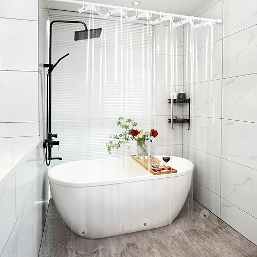 Miniatura 6 de Cortina de ducha transparente impermeable con 3 imanes grandes, forro de cortina de ducha PEVA 8G sin BPA, 72 x 72 pulgadas, cortina de ducha de