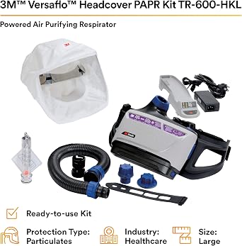 3M PAPR Respirator, Versaflo Powered Air Purifying Respirator Kit, TR-600-HKS, Healthcare, Small Headcover, Easy to Use and Easy to Maintain, All-in-One Respiratory Protection, High Capacity Battery