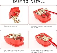 Vista 4 de Conector de terminal de batería, 2 pares de abrazaderas universales de liberación rápida para batería, terminales de batería de poste superior