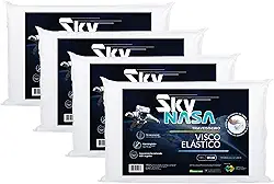 Nap Kit 4 peças Travesseiro Nasa Sky Viscoelástico Altura 10cm Visco D40 Premium Capa 100% algodão para fronhas 50x70cm - Branco
