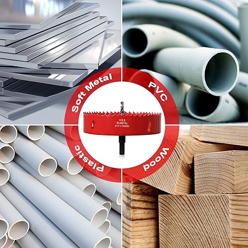 Vista 157 de Sierra perforadora de 2 3/4" (70 mm) para madera y plástico, broca de núcleo de cortador de agujeros bimetálico HSS para paneles de yeso, tableros