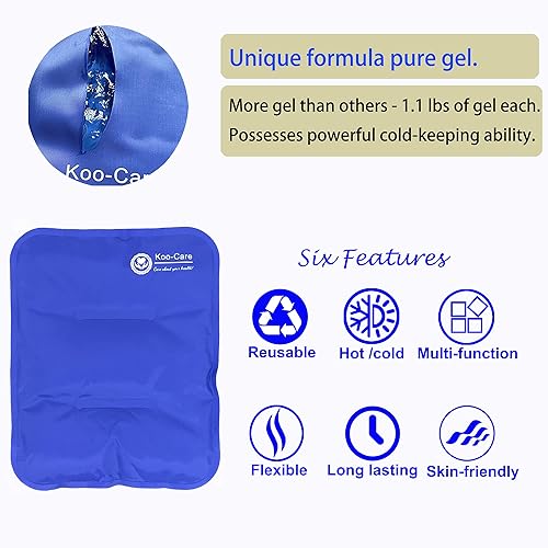 Miniatura 3 de Koo-Care Paquete de 2 rodilleras de gel y envoltura para lesiones, reutilizable, terapia fría y caliente, compresa, alivio del dolor para artritis,