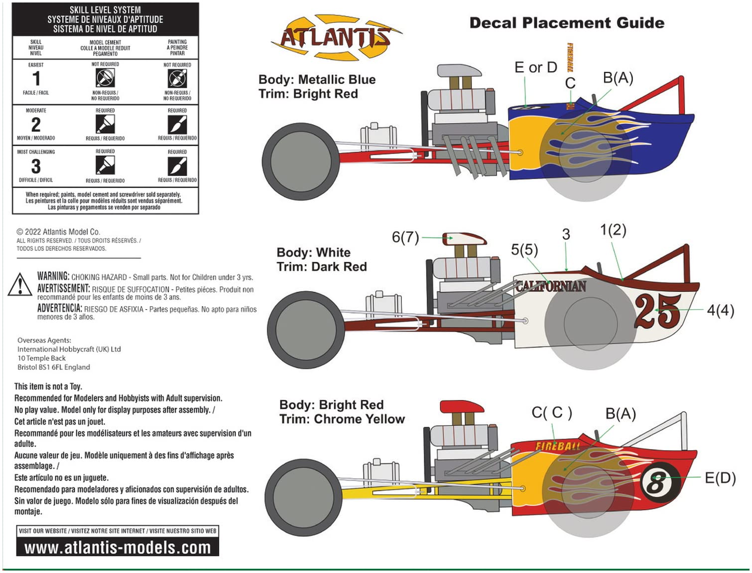 Atlantis Fireball Slingshot Dragster 1/25 Scale Plastic Model kit Made in The USA