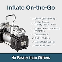 Vista 2 de Compresor de Aire Asani de 12V - Bomba de Neumáticos Portátil y Compacta, Inflador de Neumáticos de Doble Cilindro Resistente de 150 PSI