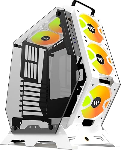 Vista 16 de KEDIERS PC Case C570 ATX Mid Tower - Carcasa de vidrio templado para computadora de juegos, marco abierto con 5 ventiladores PWM ARGB (570 rojo)