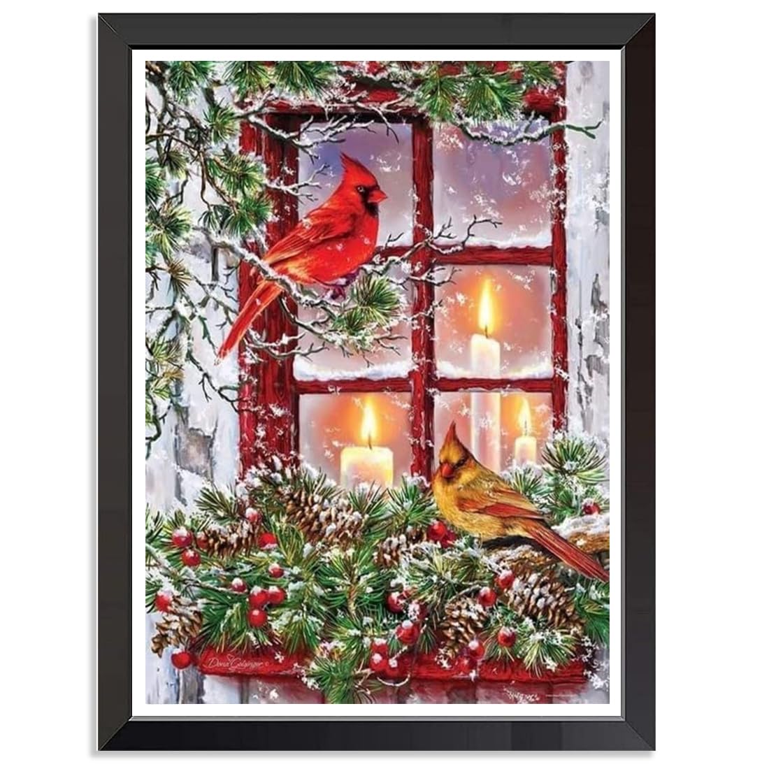 Tiwabb Christmas Stamped Cross Stitch Kits - Cardinal Embroidery Kits for Beginners Adults,11 CT Patterns Dimensions Counted Cross Stitch Kits Arts Craft Kits 12x16inch