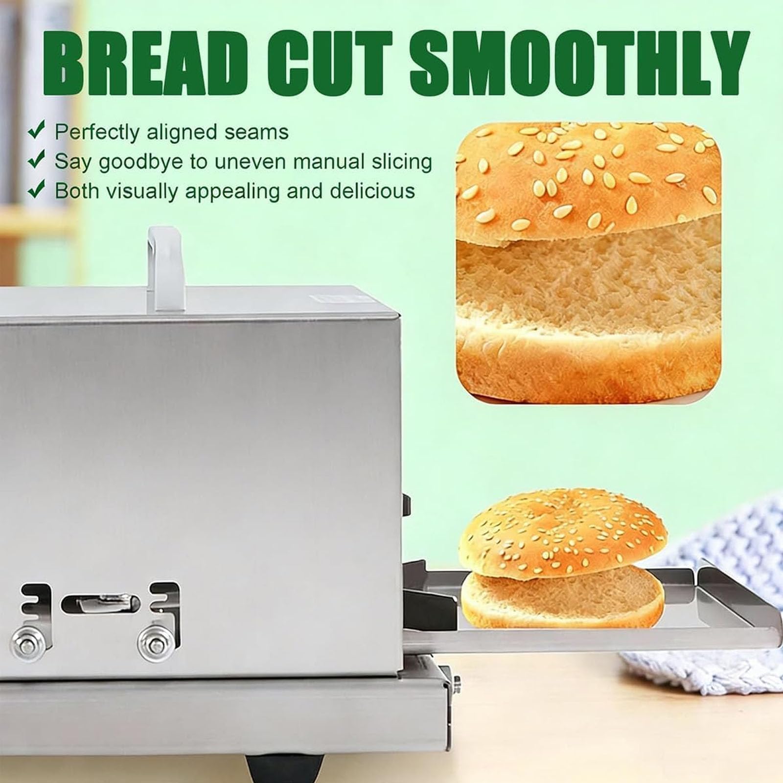 Cortador de bagel comercial manual para hamburguesas, guillotina de pan con hoja de acero inoxidable para cortar bagels y rebanadas de panecillos, máquina de porción portátil para el hogar y panadería