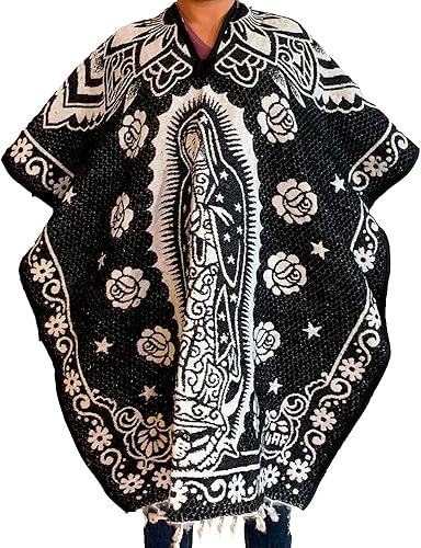 Miniatura 3 de Poncho mexicano Virgen de Guadalupe - Poncho Serape hecho a mano - Poncho adulto de talla única - Cobija Gaban - Manta