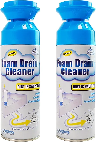 Drain Cleaner, Foaming Drain Cleaner and Deodorizer, Sink Cleaning Foam, Drains Clog Remover for Kitchen Bathroom Drains, Sinks, Tubs (2PCS)