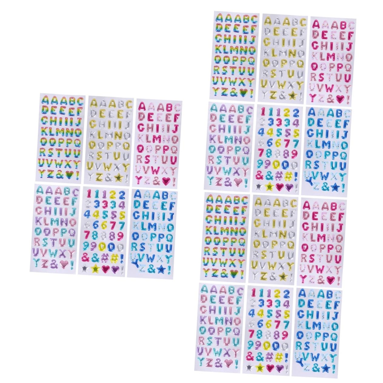 VICASKY 18feuilles Autocollants Alphabet Et Chiffres Paillettes Stickers Dorés Décoratifs Pour Bricolage Et Scrapbooking Lot Pour Des Messages Personnalisés