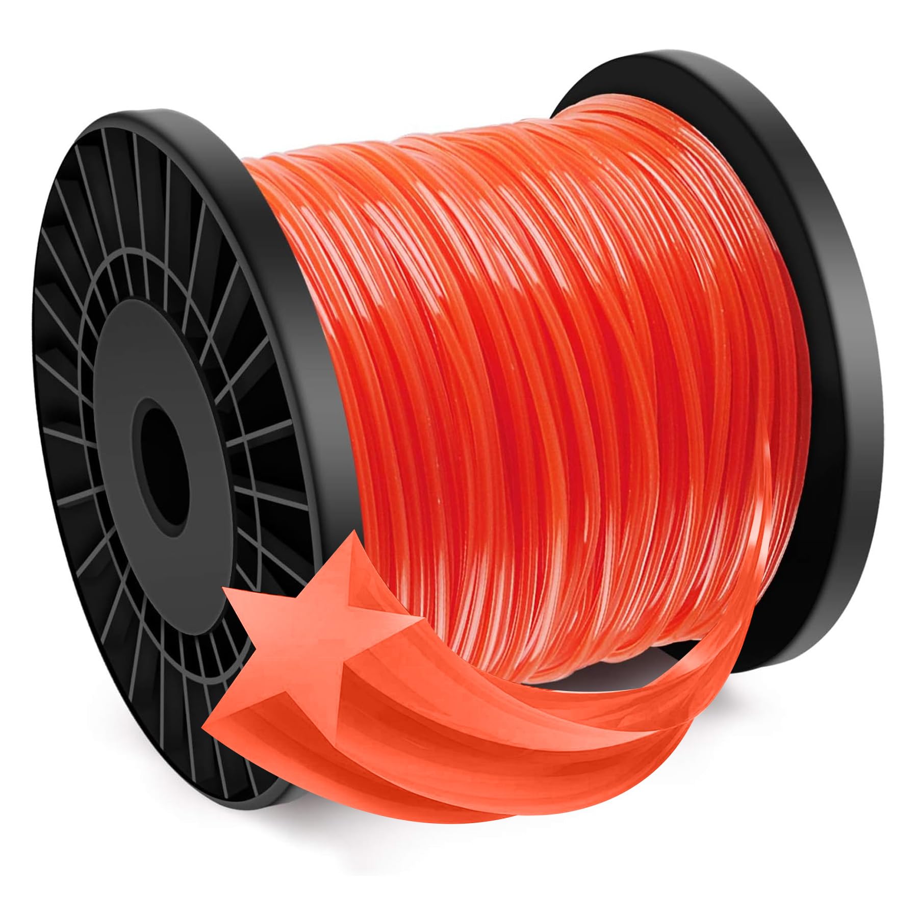 Forever Speed Hilo desbrozadora Nylon Trimmer Strimmer Line Cable String Cable para línea de Hierba 5-Borde Diámetro 2.4 mm x 100 Metros - Rojo Anaranjado Recycled Claim Standard 100