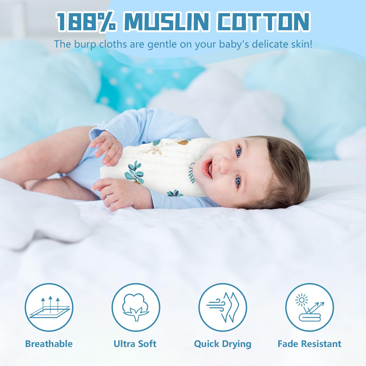 Bavoir Dentition 8 PACK Bavoirs En Mousseline Pour Bébé 6 Couches