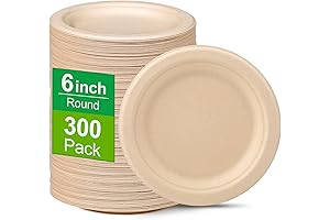 6-Inch Small Compostable Paper Plates in Bulk (300 Pack)