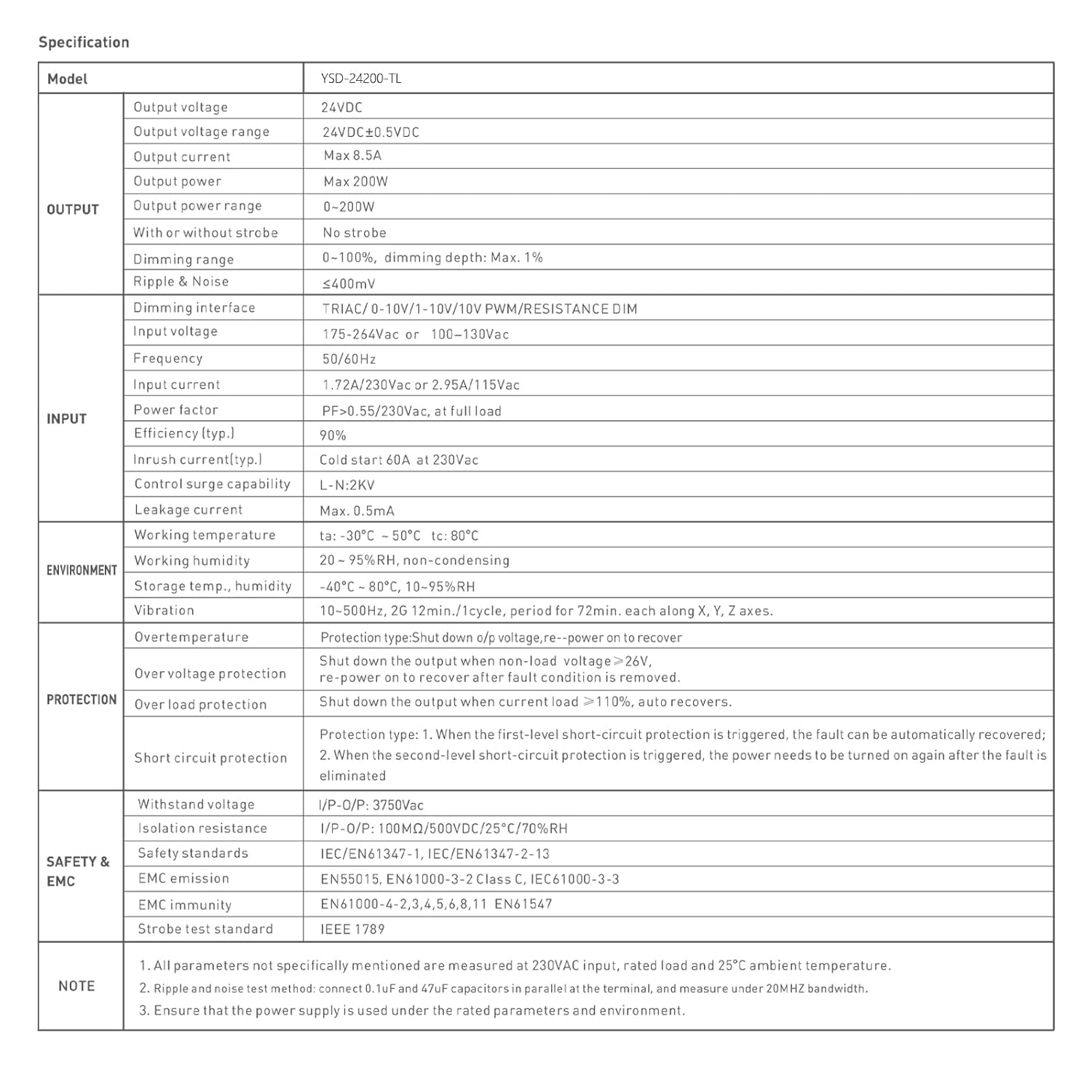 Constant Voltage 24V 200W 8,5A Dimmable LED Driver, Waterproof IP67 Transformer, AC 110V Triac Power Supply, LED Adapter for LED Light, Computer Project, Outdoor Light