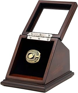 AKATTAK Championship Ring Display Case Box Real Wood and Framed Glass Lid |Single Stand 1 Slot| Gift for Sports Fans