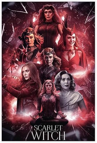 Póster de la película Scarlet Witch Wanda Elizabeth, 1 póster en lienzo para decoración de pared, pintura para sala de estar, dormitorio, sin marco