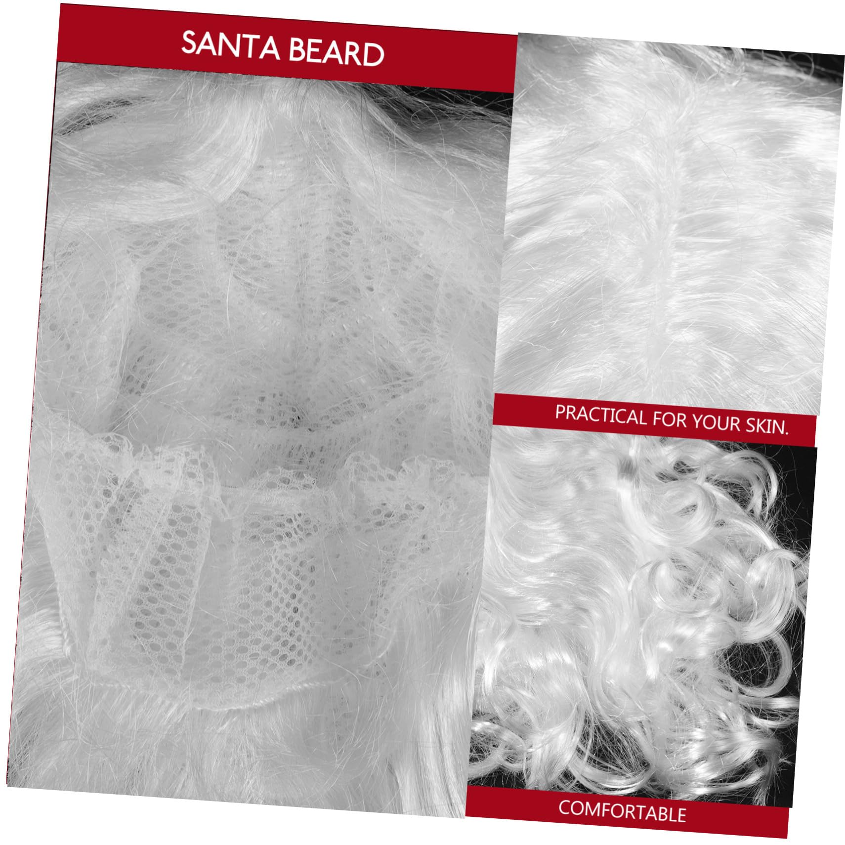 Santa Claus Biały Cosplay z Długą Sztuczną Brodą Brwiami i Peruką Bezpieczny Materiał Komplet Przyjęcia i Halloween