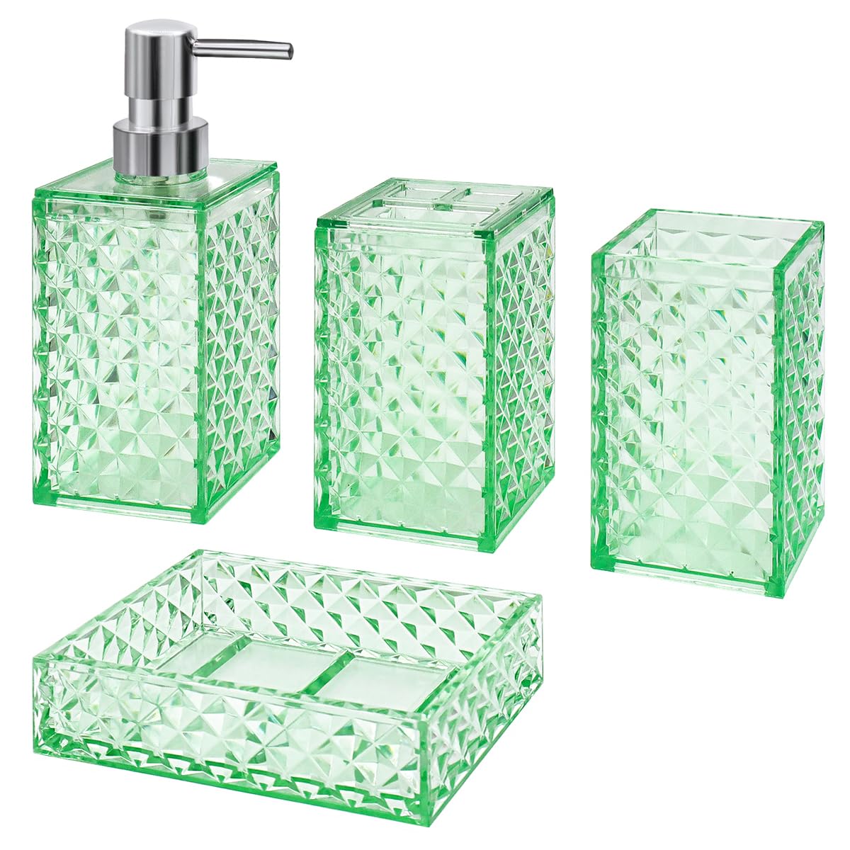 Amazon.com: Bathroom Accessories Set, 4 Pcs Green Bathroom Decor ...