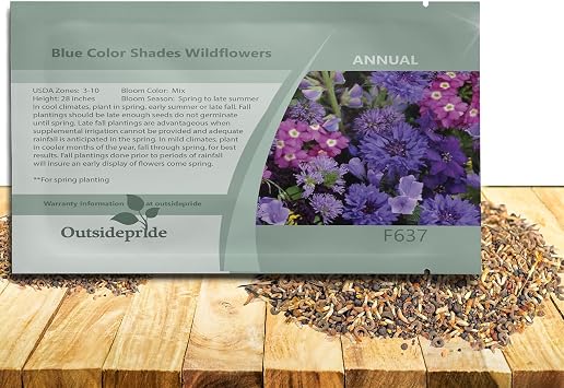 Outsidepride Blue Wildflower Seed Mix - 10000 Pcs Annual Flower Seeds for Planting w/Vibrant Blue Blooms for Garden Borders & Pollinator Gardens, Ideal for Adding Color to Landscapes & Containers