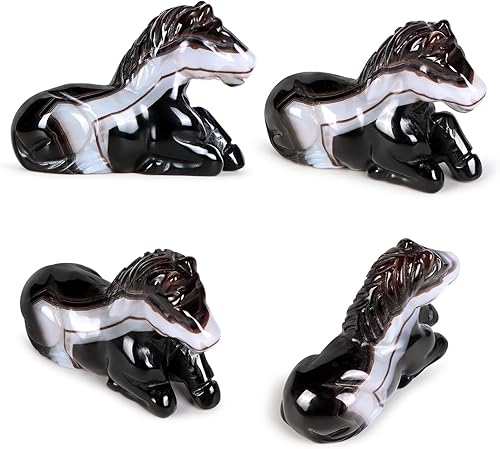 Miniatura 2 de Estatua de caballo de cristal para decoración del hogar, escultura de caballo curativo tallada a mano, pisapapeles, centro de mesa, adorno de