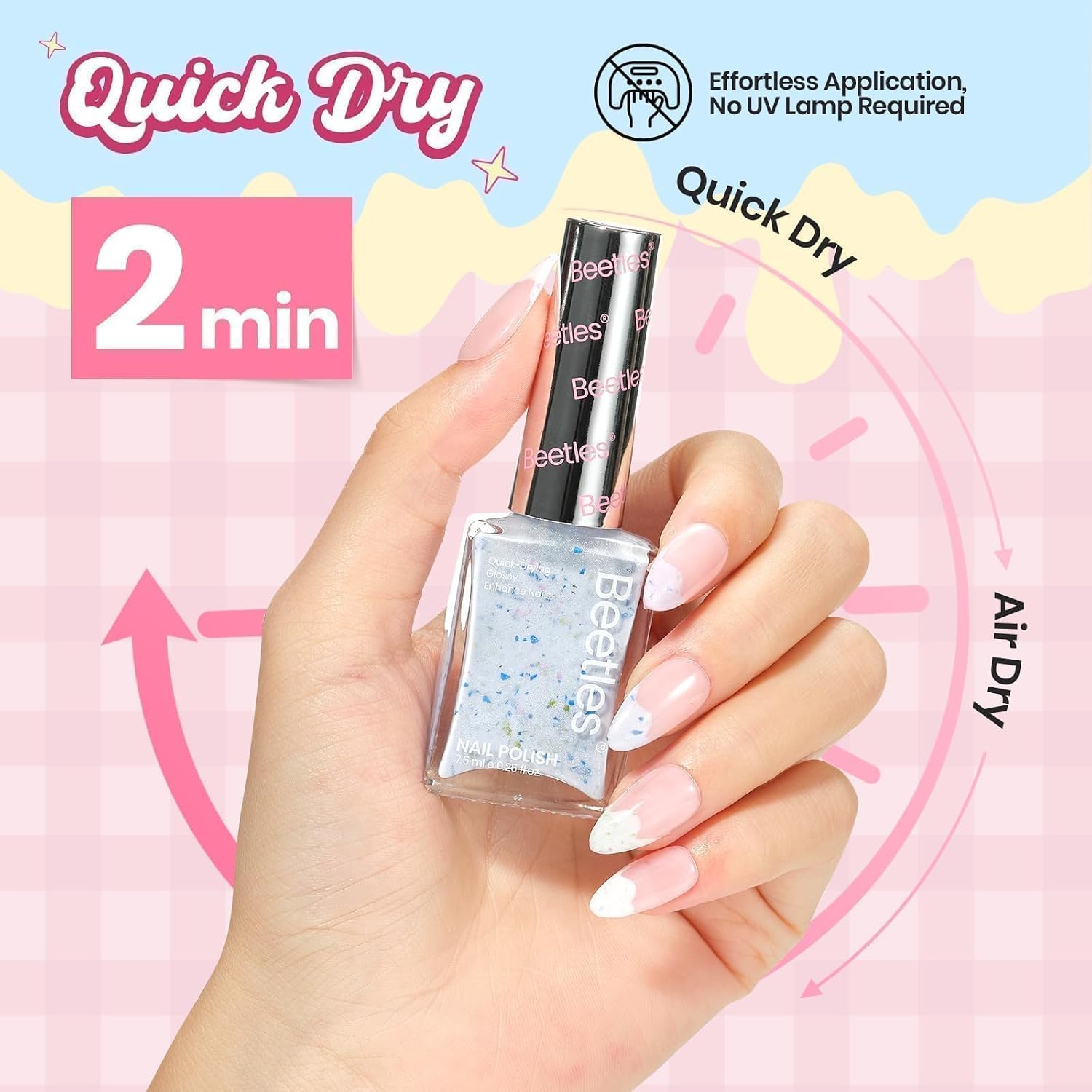 Beetles Summer Nail Polish Set - Butter Kiss, 6 Colors Glitter Pastel Nail Polish Quick Dry Set, Summer Nails Art, Long Lasting Shine DIY Manicure Pastel Nails
